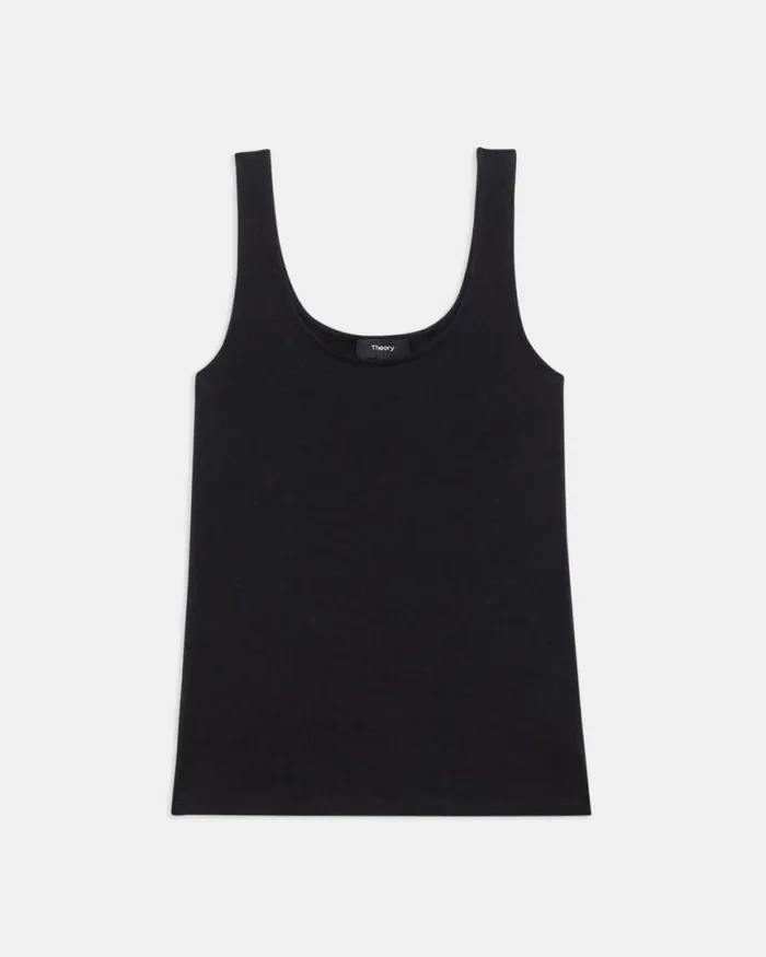TShirts Tank Tops Women Theory Scoop Neck Tank In Stretch Cotton Black TShirts Tank Tops Women Theory Scoop Neck Tank In Stretch Cotton Black