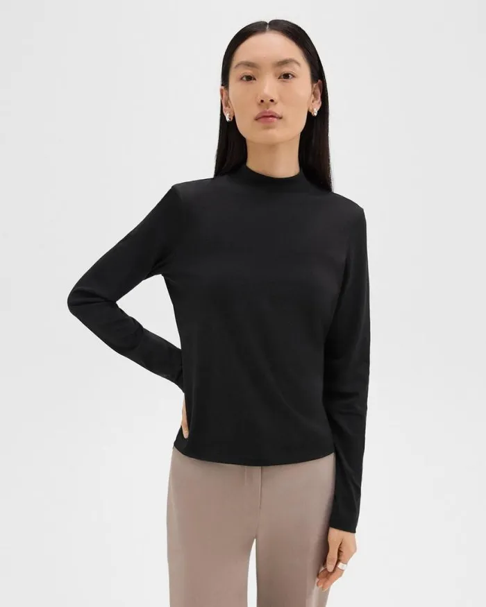 TShirts Tank Tops Women Theory Tiny Mock Neck Tee In Organic Cotton Black TShirts Tank Tops Women Theory Tiny Mock Neck Tee In Organic Cotton Black