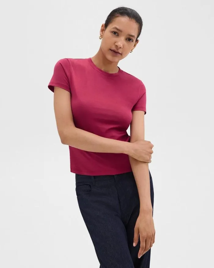 TShirts Tank Tops Women Theory Tiny Tee In Organic Cotton Deep Rose