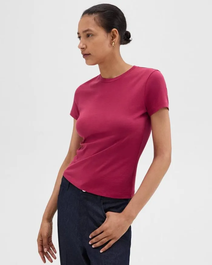 TShirts Tank Tops Women Theory Tiny Tee In Organic Cotton Deep Rose TShirts Tank Tops Women Theory Tiny Tee In Organic Cotton Deep Rose