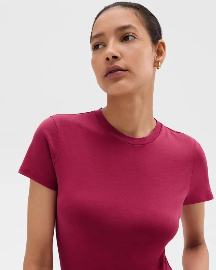 TShirts Tank Tops Women Theory Tiny Tee In Organic Cotton Deep Rose TShirts Tank Tops Women Theory Tiny Tee In Organic Cotton Deep Rose