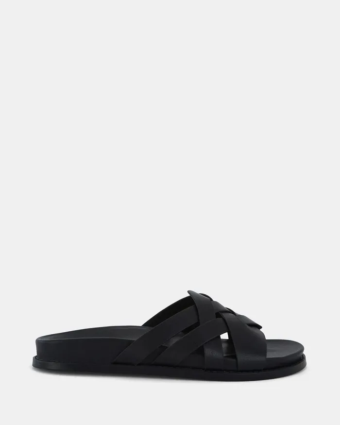TAINTED BLACK Flatform Women Slides NOVO Shoes