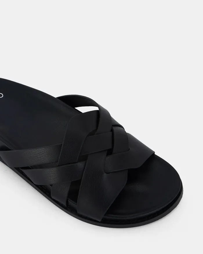 TAINTED BLACK Flatform Women Slides NOVO Shoes