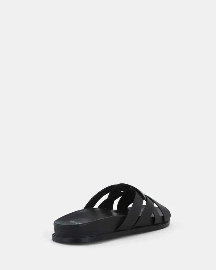 TAINTED BLACK Flatform Women Slides NOVO Shoes