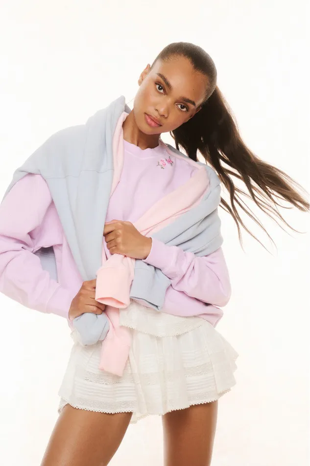 Tees and Fleece Women LoveShackFancy Palo Pullover Lavender Mist
