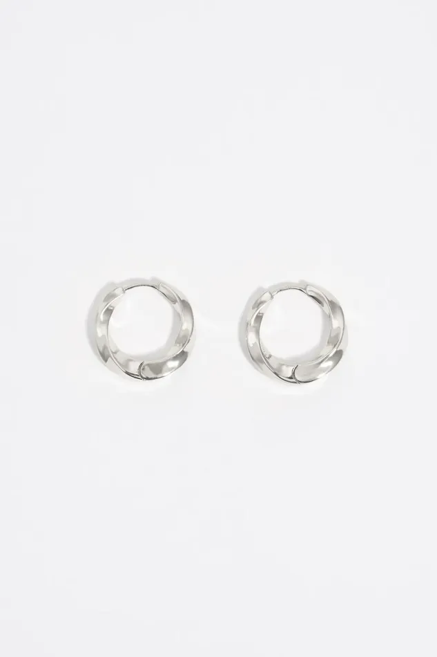 Textured Silver Hoop Earrings Silver Women Bimba Y Lola Earrings