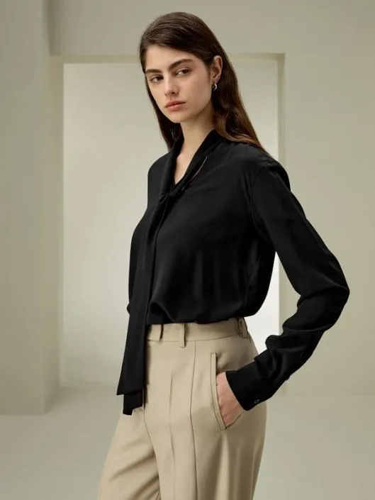 The Elegant Silk Bowtie Blouse Women Blouses Lilysilk Shirts