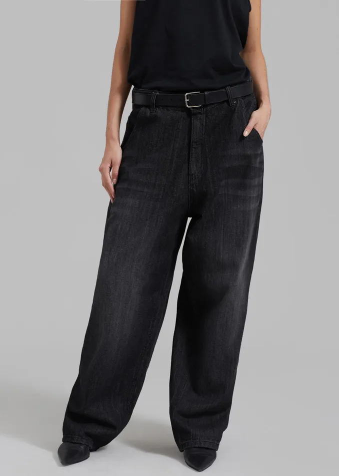 The Frankie Shop Bottoms Charleston Oversized Jeans 8211 Grey 8211 Women