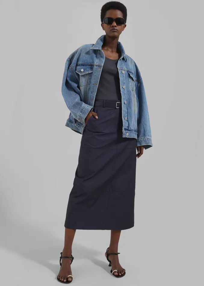 The Frankie Shop Bottoms Dara Midi Skirt 8211 Navy 8211 Women