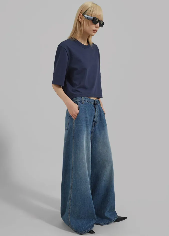 The Frankie Shop Bottoms Eve Wide Leg Jeans 8211 Medium Wash 8211 Women