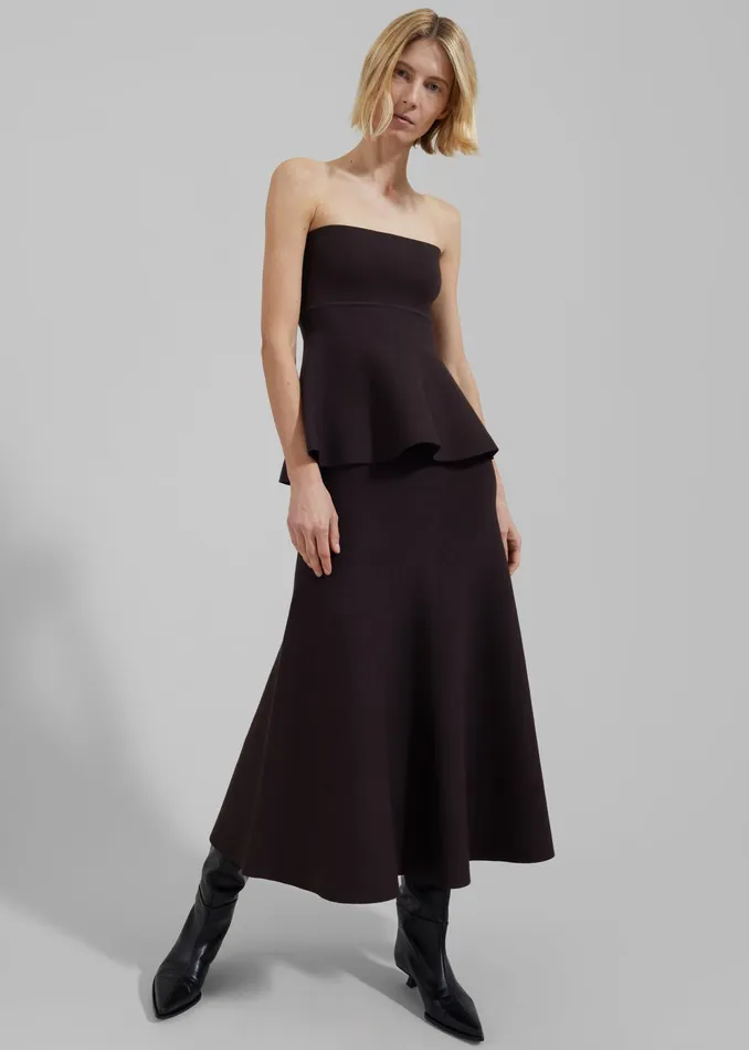 The Frankie Shop Bottoms Gabrielle Knit Midi Skirt 8211 Dark Plum 8211 Women