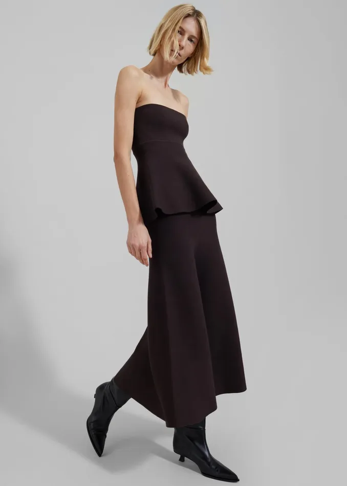 The Frankie Shop Bottoms Gabrielle Knit Midi Skirt 8211 Dark Plum 8211 Women