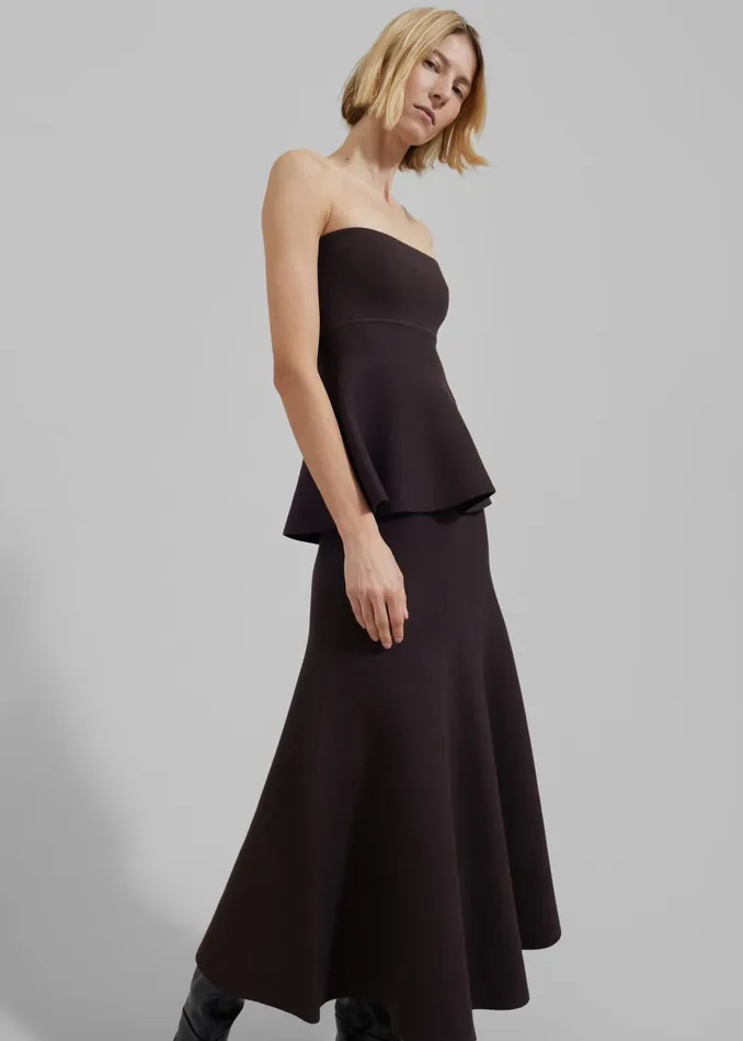 The Frankie Shop Bottoms Gabrielle Knit Midi Skirt 8211 Dark Plum 8211 Women