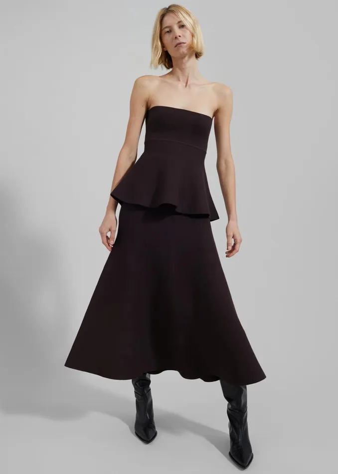 The Frankie Shop Bottoms Gabrielle Knit Midi Skirt 8211 Dark Plum 8211 Women