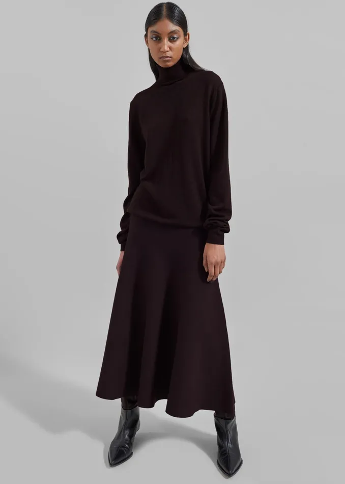 The Frankie Shop Bottoms Gabrielle Knit Midi Skirt 8211 Dark Plum 8211 Women