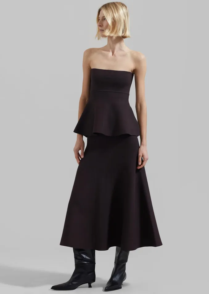 The Frankie Shop Bottoms Gabrielle Knit Midi Skirt 8211 Dark Plum 8211 Women