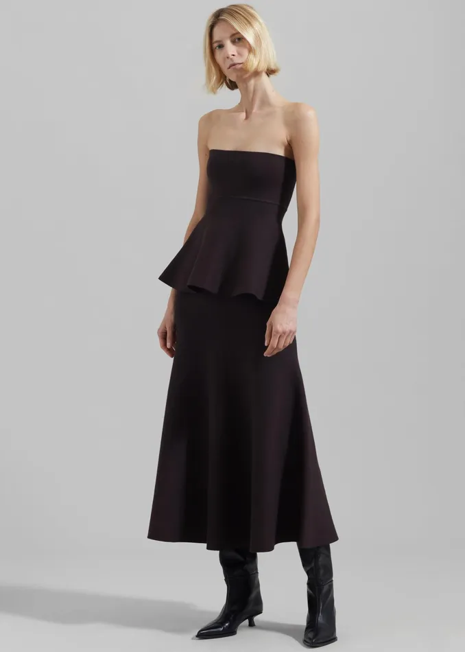 The Frankie Shop Bottoms Gabrielle Knit Midi Skirt 8211 Dark Plum 8211 Women
