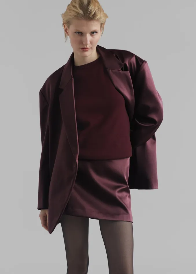The Frankie Shop Bottoms Jo Satin Mini Skirt 8211 Burgundy 8211 Women