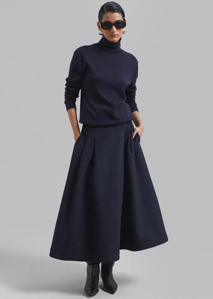 The Frankie Shop Bottoms Leila Flared Skirt 8211 Navy 8211 Women
