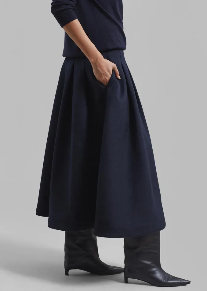 The Frankie Shop Bottoms Leila Flared Skirt 8211 Navy 8211 Women