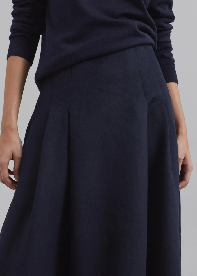 The Frankie Shop Bottoms Leila Flared Skirt 8211 Navy 8211 Women