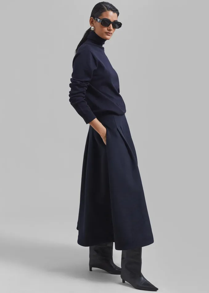 The Frankie Shop Bottoms Leila Flared Skirt 8211 Navy 8211 Women