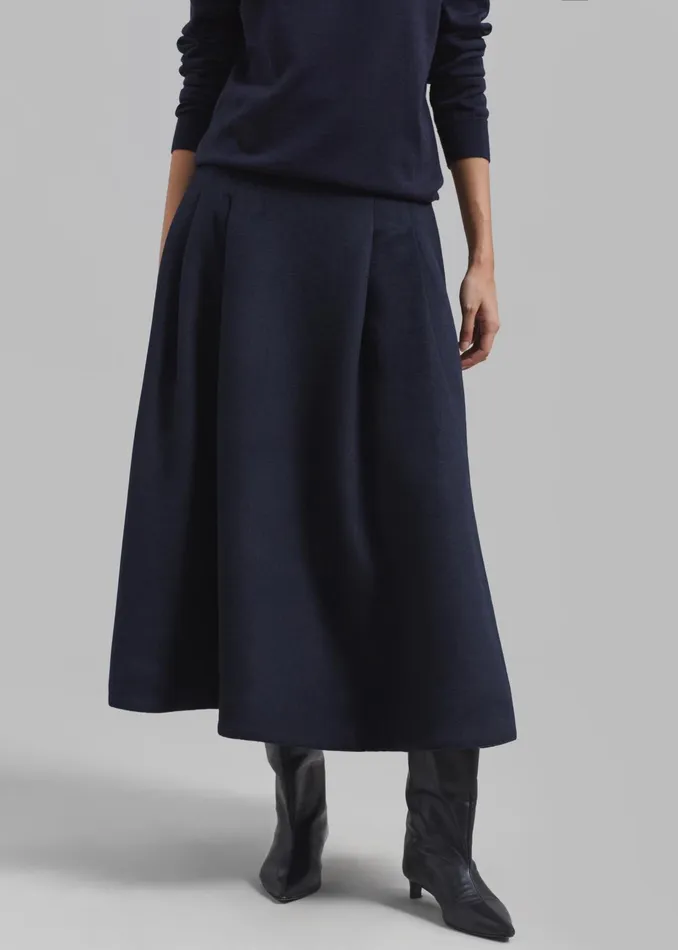The Frankie Shop Bottoms Leila Flared Skirt 8211 Navy 8211 Women