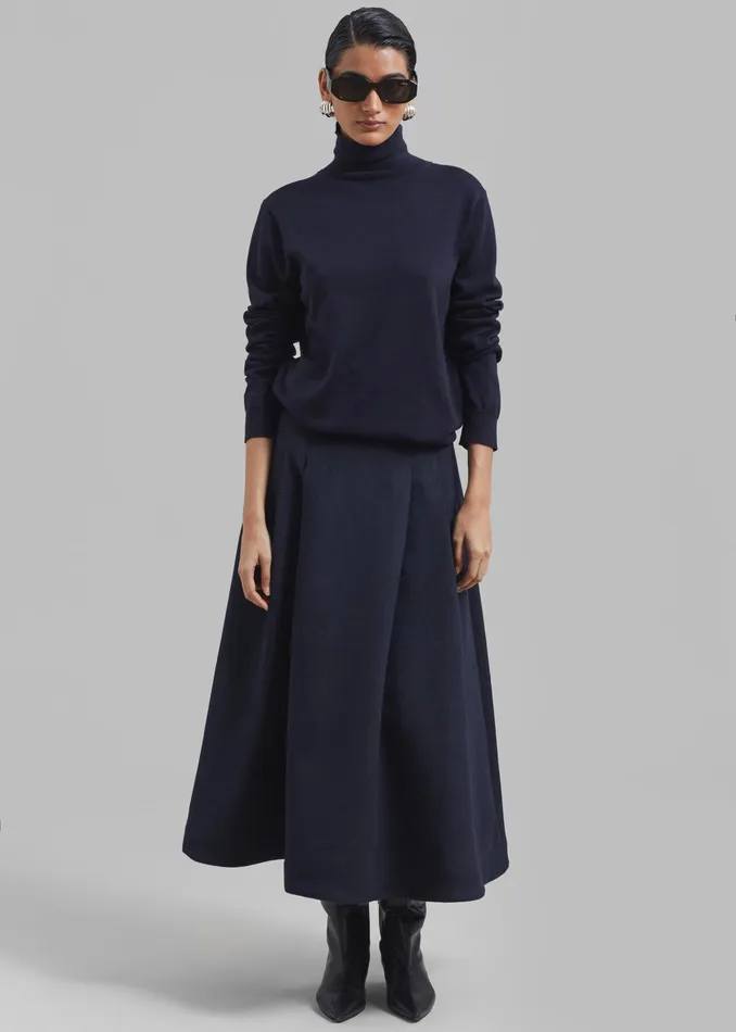 The Frankie Shop Bottoms Leila Flared Skirt 8211 Navy 8211 Women