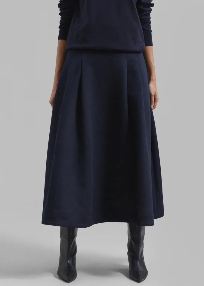 The Frankie Shop Bottoms Leila Flared Skirt 8211 Navy 8211 Women