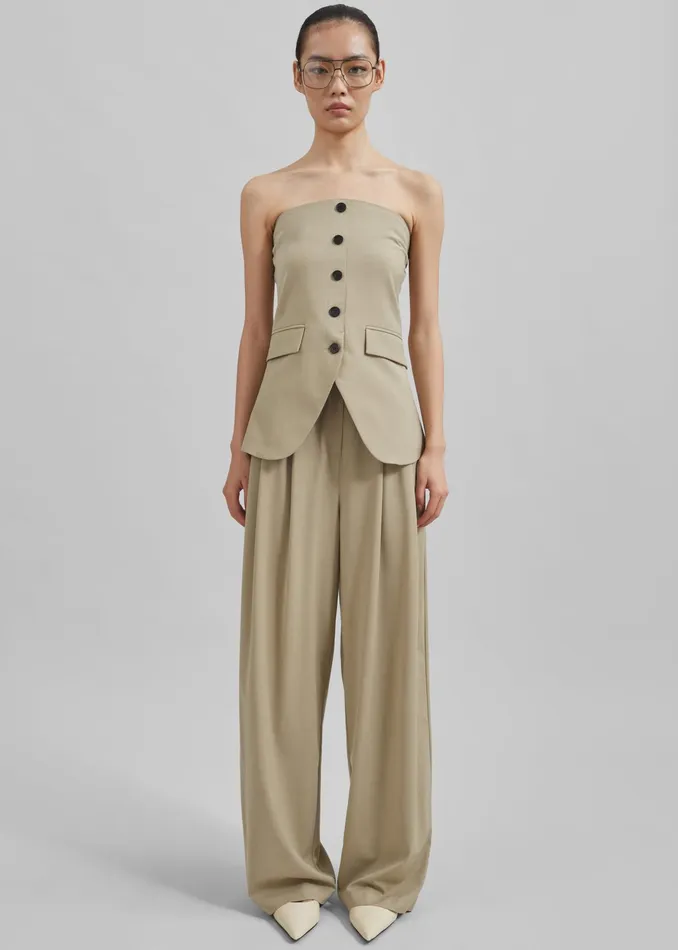 The Frankie Shop Bottoms Livvy Pleated Trousers 8211 Beige 8211 Women