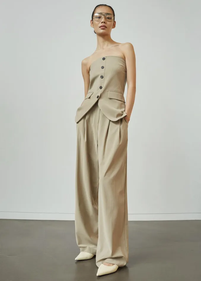 The Frankie Shop Bottoms Livvy Pleated Trousers 8211 Beige 8211 Women