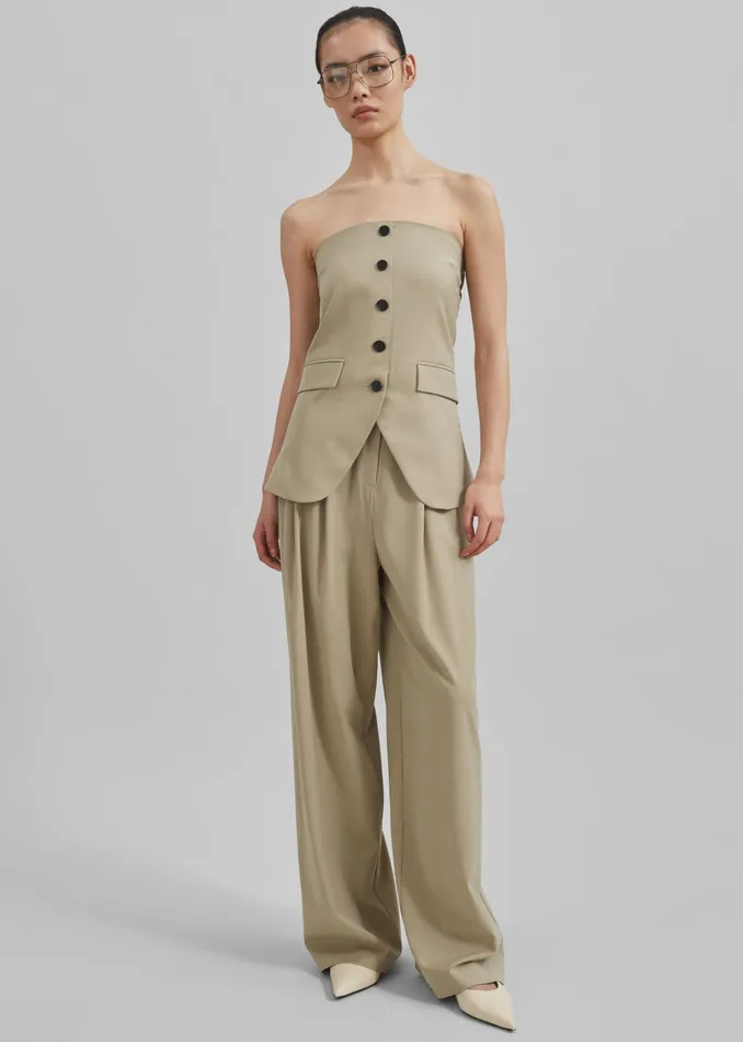 The Frankie Shop Bottoms Livvy Pleated Trousers 8211 Beige 8211 Women