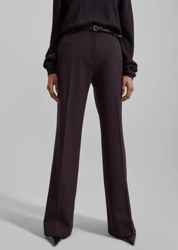 The Frankie Shop Bottoms Lyra Flared Pants 8211 Dark Plum 8211 Women