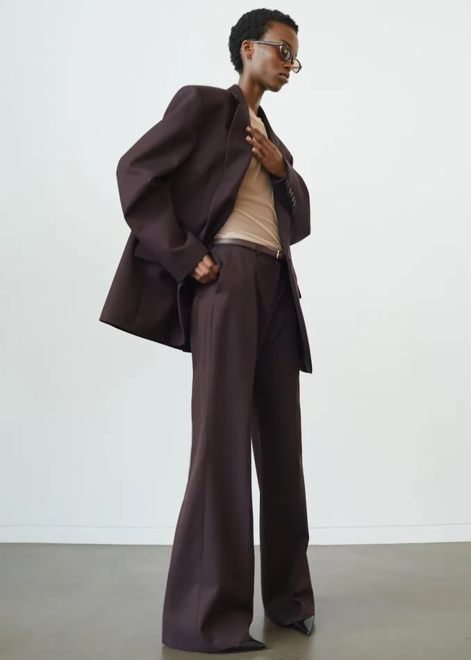 The Frankie Shop Bottoms Lyra Flared Pants 8211 Dark Plum 8211 Women