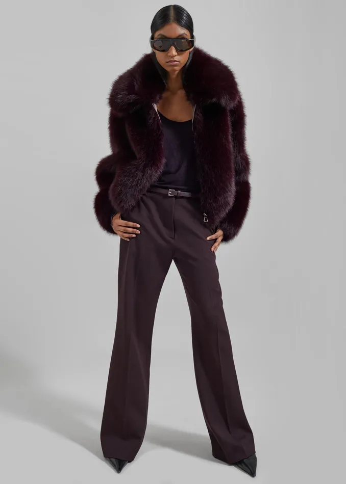The Frankie Shop Bottoms Lyra Flared Pants 8211 Dark Plum 8211 Women