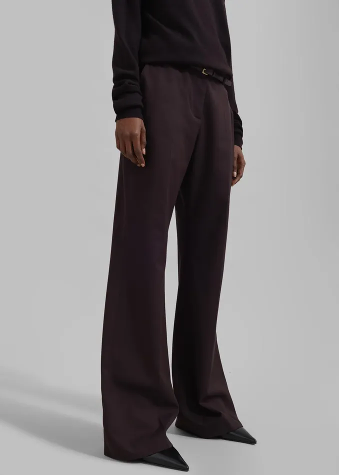 The Frankie Shop Bottoms Lyra Flared Pants 8211 Dark Plum 8211 Women