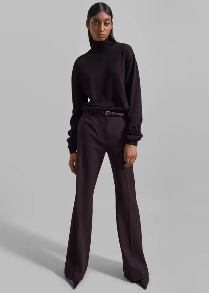 The Frankie Shop Bottoms Lyra Flared Pants 8211 Dark Plum 8211 Women