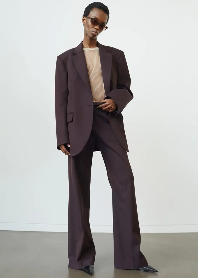 The Frankie Shop Bottoms Lyra Flared Pants 8211 Dark Plum 8211 Women