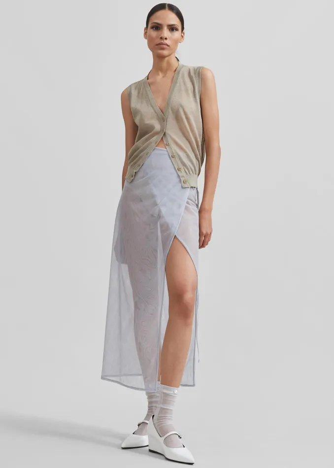 The Frankie Shop Bottoms Magdalena Sheer Midi Skirt 8211 Grey 8211 Women