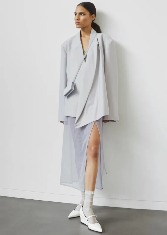 The Frankie Shop Bottoms Magdalena Sheer Midi Skirt 8211 Grey 8211 Women