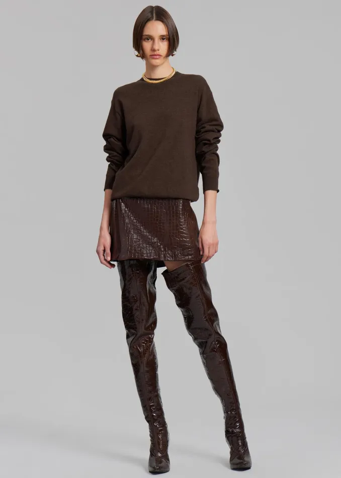 The Frankie Shop Bottoms Mary CrocEffect Mini Skirt 8211 Brown 8211 Women