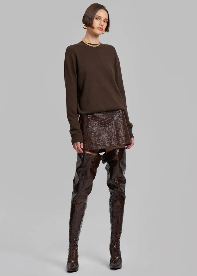 The Frankie Shop Bottoms Mary CrocEffect Mini Skirt 8211 Brown 8211 Women