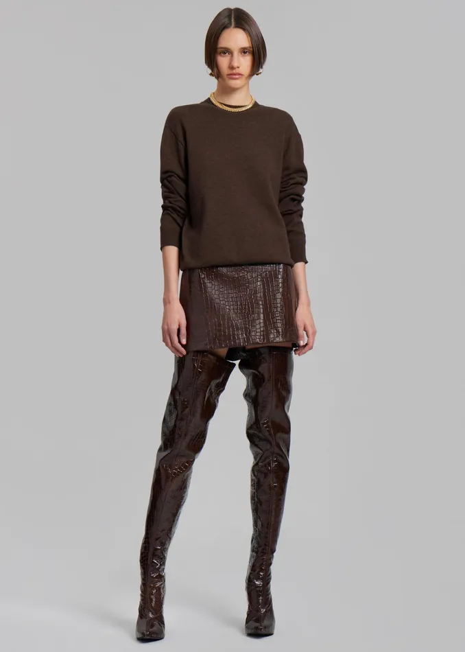 The Frankie Shop Bottoms Mary CrocEffect Mini Skirt 8211 Brown 8211 Women