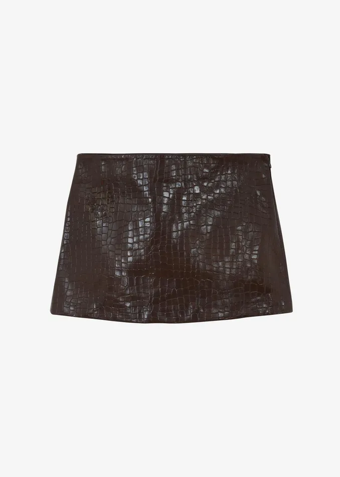 The Frankie Shop Bottoms Mary CrocEffect Mini Skirt 8211 Brown 8211 Women
