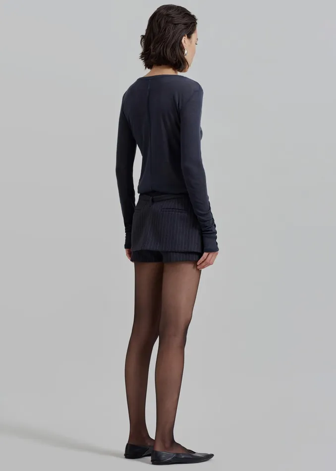 The Frankie Shop Bottoms Micka Belted Skort 8211 CharcoalWhite Pinstripe 8211 Women