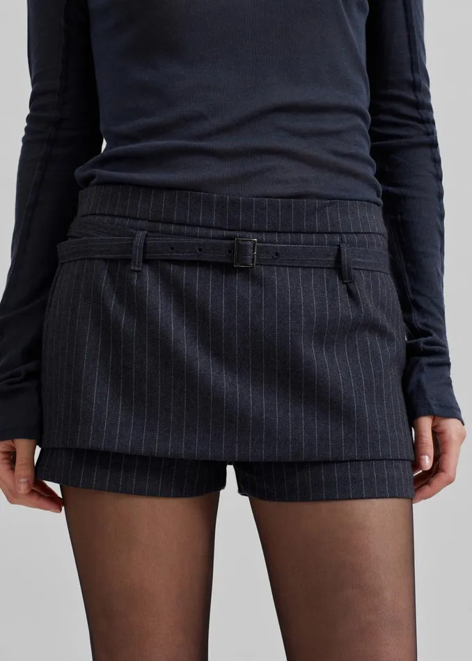 The Frankie Shop Bottoms Micka Belted Skort 8211 CharcoalWhite Pinstripe 8211 Women