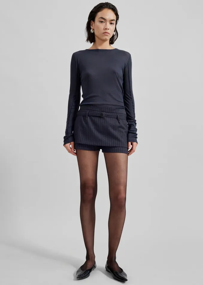 The Frankie Shop Bottoms Micka Belted Skort 8211 CharcoalWhite Pinstripe 8211 Women