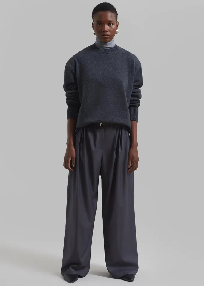 The Frankie Shop Bottoms Nyla Pleated Pants 8211 Charcoal 8211 Women