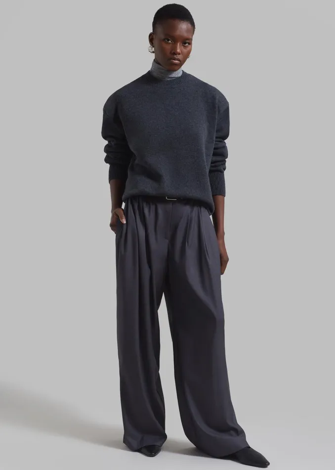 The Frankie Shop Bottoms Nyla Pleated Pants 8211 Charcoal 8211 Women