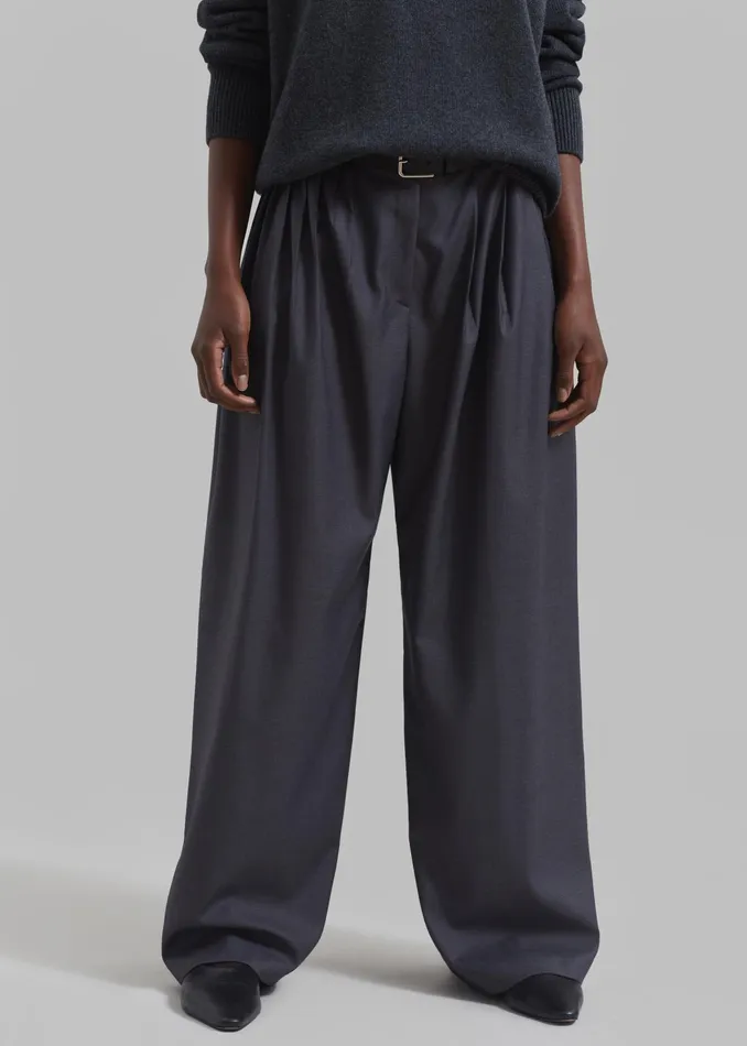 The Frankie Shop Bottoms Nyla Pleated Pants 8211 Charcoal 8211 Women